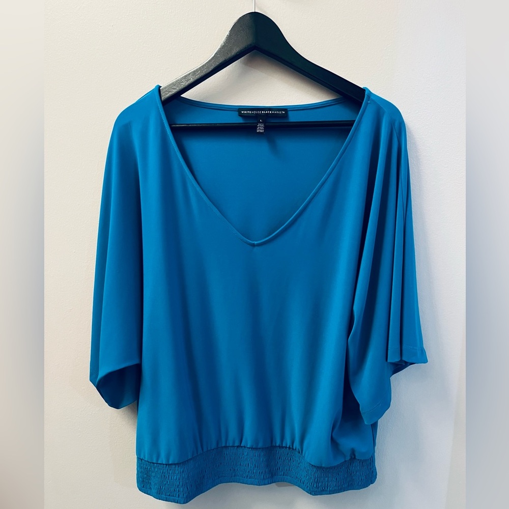 White House Black Market Women’s Blue Blouse Size L